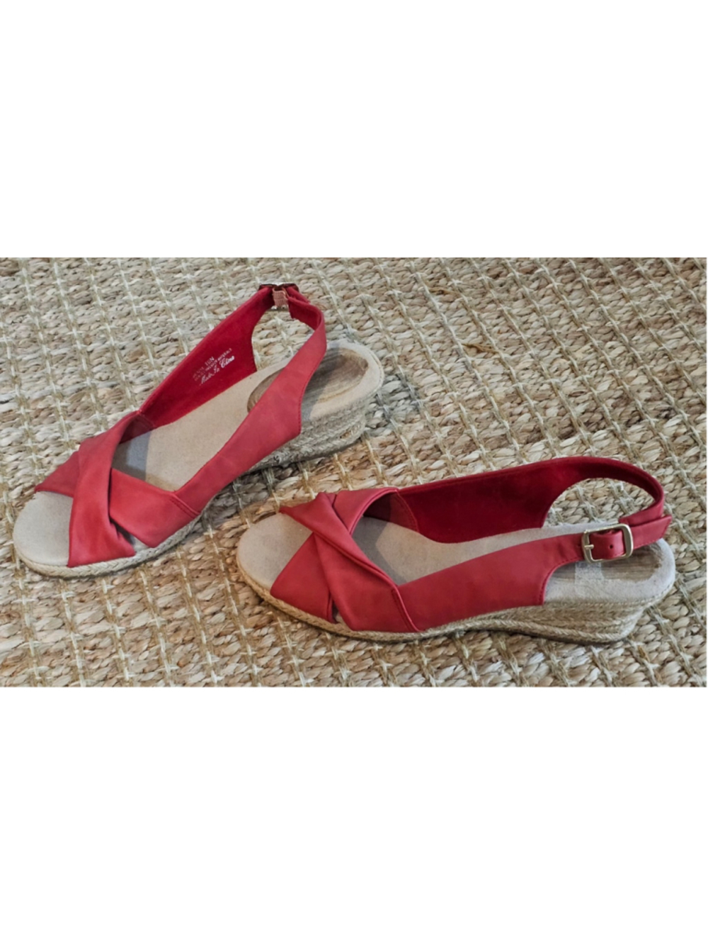 Easy Street Maureen Red Espadrille Wedge Sandals Women’s 10N Narrow NWOB - Picture 7 of 10